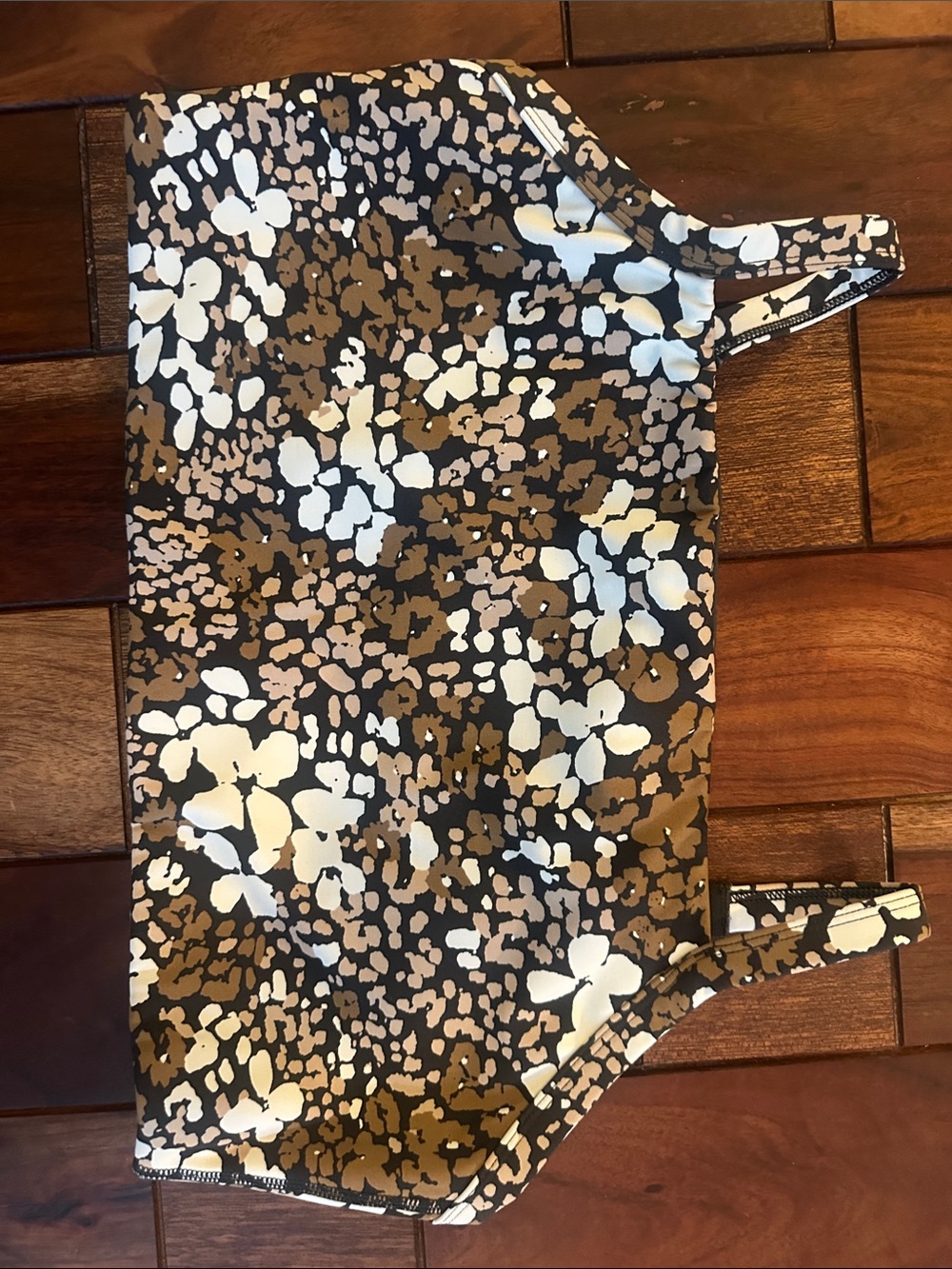 Brown & White Floral Print Crop Tank